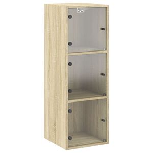 vidaXL Wandschrank mit Glast&uuml;ren Sonoma-Eiche 35x37x100 cm