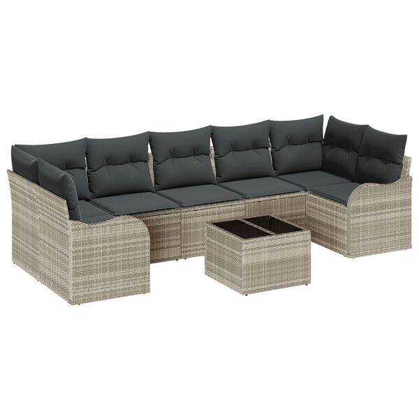vidaXL Gartensofa-set Hellgrau 55 x 55 x 37 cm Poly-Rattan