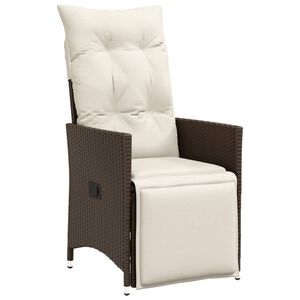 vidaXL Gartensessel Verstellbar mit Kissen Braun Poly Rattan