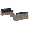 vidaXL 7-teiliges Gartensofa-Set mit Kissen, grau, Polyrattan