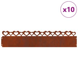 vidaXL Rasenkanten 10 pcs Rostig 103 x 0,05 x 22 cm Wetterfeststahl