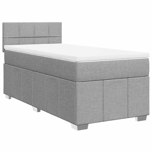 vidaXL Boxspringbett mit Matratze Hellgrau 80x200 cm Stoff