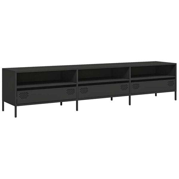 vidaXL TV-Schrank Schwarz 202x39x43,5 cm Kaltgewalzter Stahl
