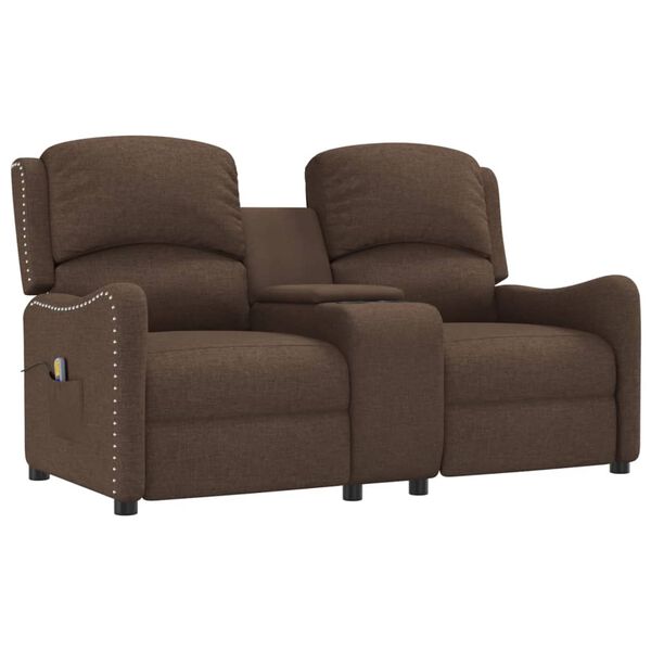 vidaXL 2-Sitzer Massagesessel mit Getränkehalter Braun Stoff