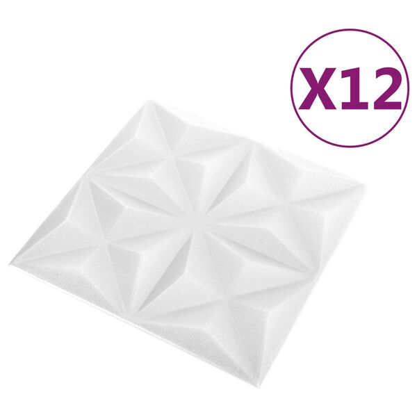 vidaXL Wandpaneele 12 pcs Origami Wei&szlig; 50 x 50 cm XPS Schaum