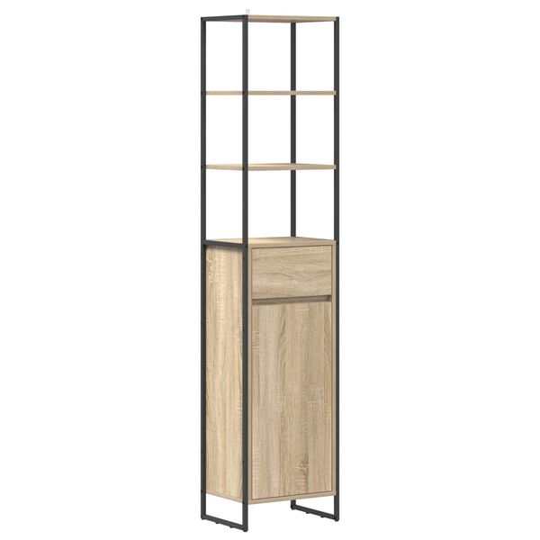vidaXL Badezimmerschrank mit T&uuml;r Sonoma 40 x 30 x 180 cm Holzwerkstoff