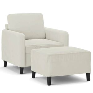 vidaXL Sessel mit Hocker Creme 60 cm Samt