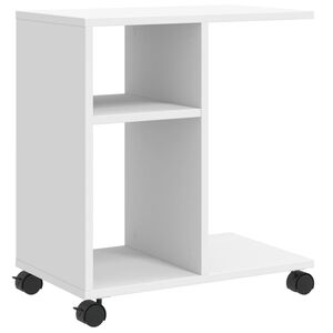 vidaXL Beistelltisch mit Rollen Wei&szlig; 50x30x55 cm Holzwerkstoff