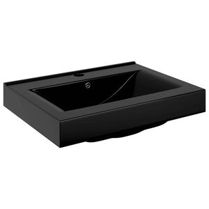 vidaXL Luxus-Waschbecken Keramik Rechteckig Schwarz mit Hahnloch 60x46 cm
