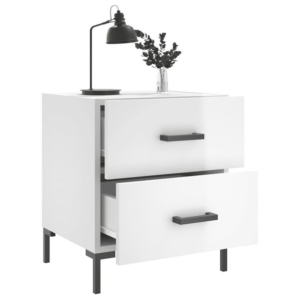 vidaXL Nachttische 2 Stk. Hochglanz-Wei&szlig; 40x35x47,5 cm Holzwerkstoff