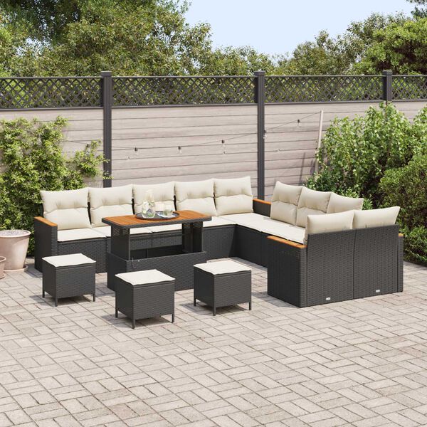 vidaXL Gartensofa-set 14 pcs Schwarz Poly-Rattan