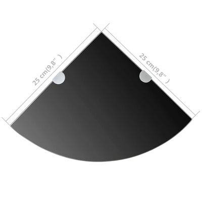 vidaXL Eckregal mit verchromten Halterungen Glas Schwarz 25 x 25 cm