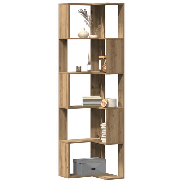 vidaXL Eck-Bücherregal 5 Böden Artisan-Eiche 50x50x179cm Holzwerkstoff