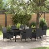 vidaXL Garten Essgruppe mit Kissen 7 pcs Schwarz Poly-Rattan