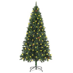 vidaXL K&uuml;nstlicher Weihnachtsbaum mit Beleuchtung & Zapfen Gr&uuml;n 180 cm