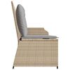 vidaXL Gartenbank Verstellbar mit Kissen Beige Poly Rattan