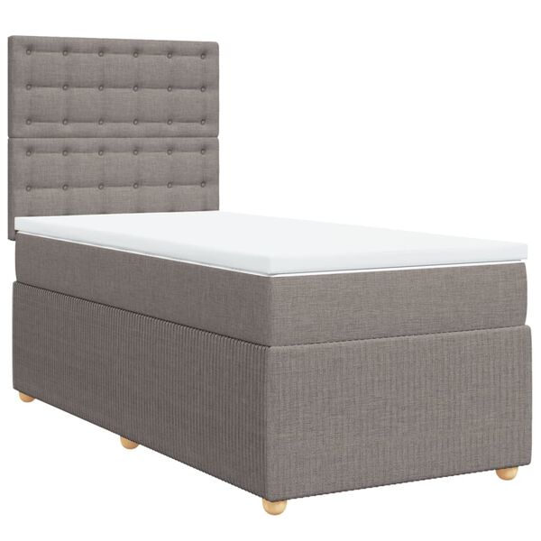 vidaXL Boxspringbett mit Matratze Taupe 90x190 cm Stoff