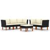 vidaXL 6-tlg. Garten-Lounge-Set mit Kissen Poly Rattan Schwarz
