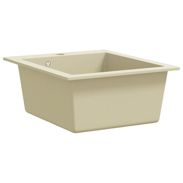 vidaXL Granitspüle Einzelbecken Beige