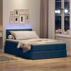vidaXL Bett mit Stauraum und LED mit Matratze Blau 120 x 190 cm Stoff