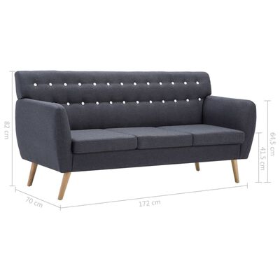 vidaXL 3-Sitzer-Sofa Stoff 172x70x82 cm Dunkelgrau