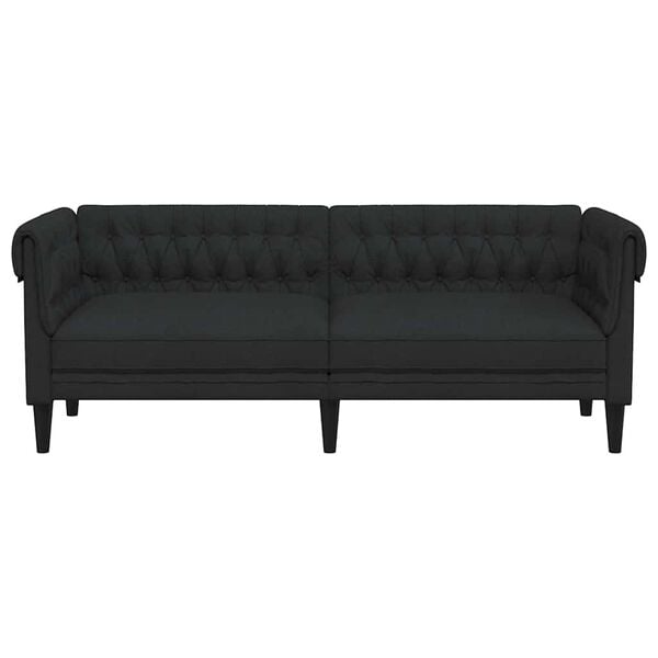 vidaXL Chesterfield-Sofa 3-Sitzer Schwarz Stoff