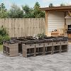 vidaXL 15-tlg. Garten-Essgruppe mit Kissen Grau Poly Rattan