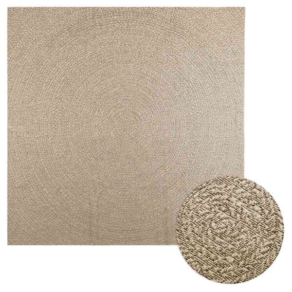 vidaXL Teppich ZIZUR Beige 240x240 cm Jute-Optik Indoor und Outdoor