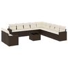vidaXL 12-tlg. Garten-Sofagarnitur mit Kissen Braun Poly Rattan