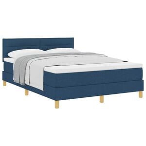 vidaXL Boxspringbett mit Matratze mit Kopfteil Blau 140 x 200 cm Stoff