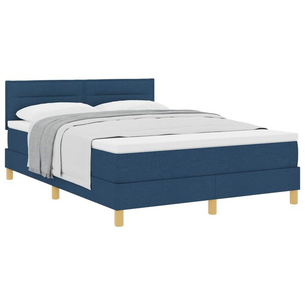 vidaXL Boxspringbett mit Matratze mit Kopfteil Blau 140 x 200 cm Stoff