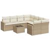 vidaXL 9-tlg. Garten-Sofagarnitur mit Kissen Beige Poly Rattan
