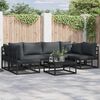 vidaXL Gartensofa-set mit Kissen 6 pcs Schwarz Aluminium