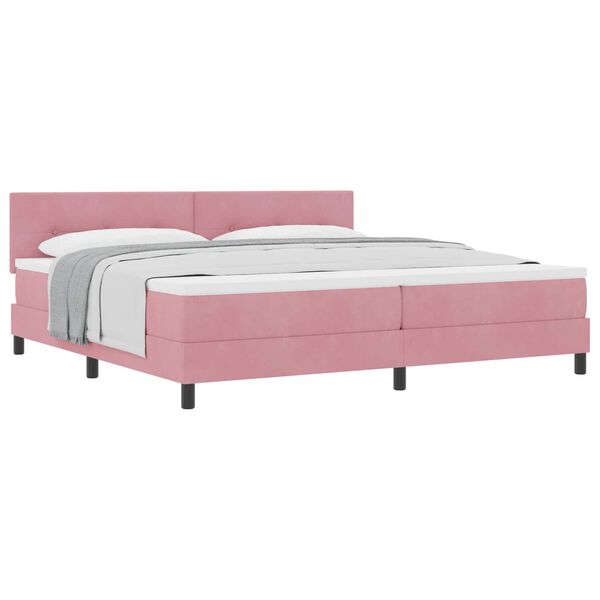 vidaXL Boxspringbett mit Matratze mit Kopfteil Rosa 200 x 200 cm Samt