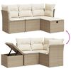 vidaXL 4-tlg. Garten-Sofagarnitur mit Kissen Beige Poly Rattan