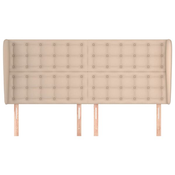 vidaXL Kopfteil mit Ohren Cappuccino-Braun 203x23x118/128cm Kunstleder