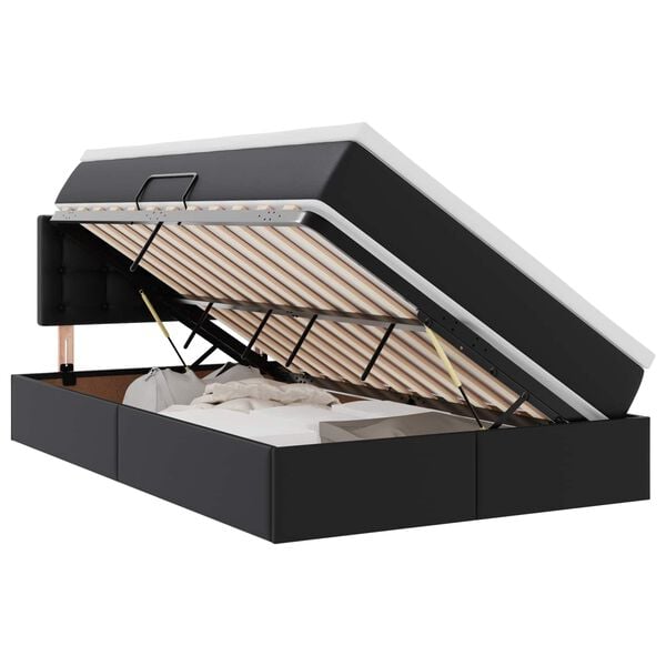 vidaXL Bett mit Stauraum und LED Schwarz 120 x 190 cm Kunstleder