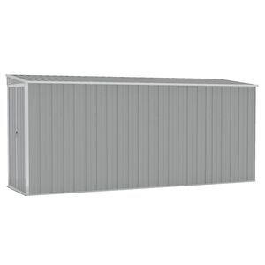 vidaXL Anbauschuppen Grau 118x382x178 cm Verzinkter Stahl