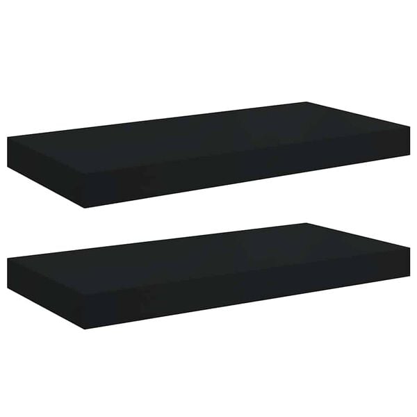 vidaXL Schweberegale 2 Stk. Schwarz 50x23x3,8 cm MDF