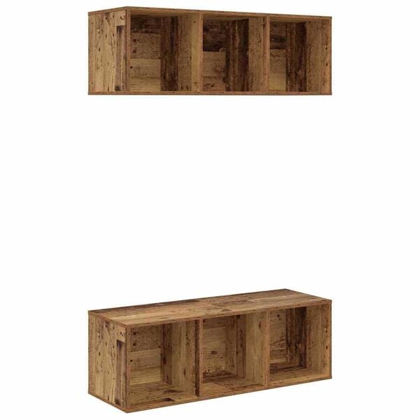 vidaXL TV-Schrankset 2 pcs Altholz 37 x 37 x 107 cm Holzwerkstoff