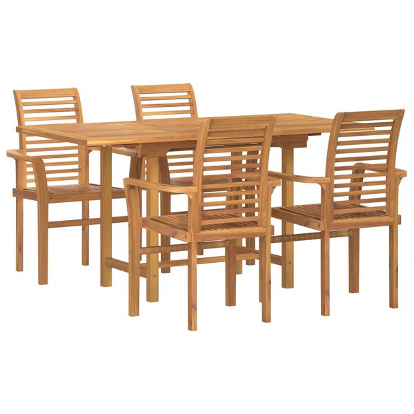 vidaXL Garten Essgruppe 5 pcs Braun Massivholz Teak