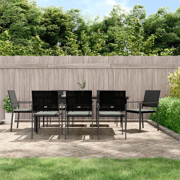 vidaXL 9-tlg. Garten-Essgruppe mit Kissen Poly Rattan und Stahl