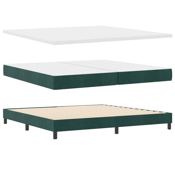 vidaXL Boxspringbett mit Matratze Dunkelgr&uuml;n 200 x 200 cm Samt