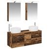 vidaXL Badezimmerm&ouml;bel-Set 5 pcs Altholz Ingenieurholz und Glas