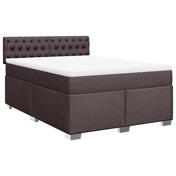 vidaXL Boxspringbett mit Matratze Dunkelbraun 140x190 cm Stoff