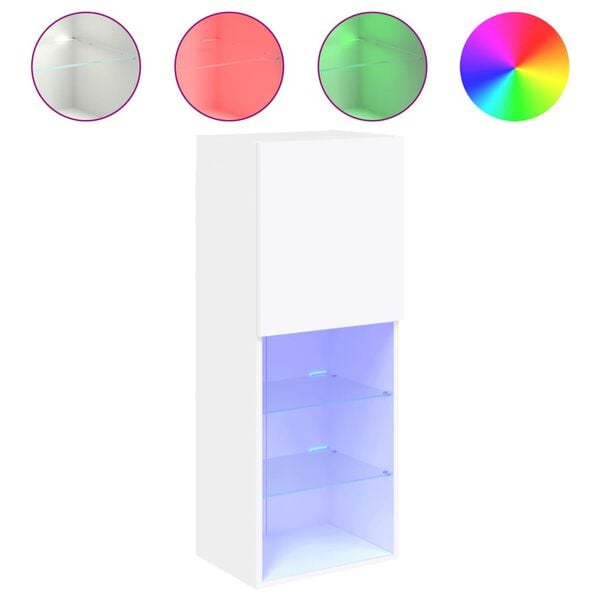 vidaXL TV-Schrank mit LED-Leuchten Wei&szlig; 40,5x30x102 cm