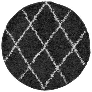 vidaXL Shaggy-Teppich PAMPLONA Hochflor Modern Schwarz Creme &Oslash; 240 cm