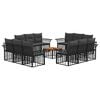 vidaXL Outdoor-Sofagarnitur 13 stk. Schwarz und Dunkelgrau Polyester
