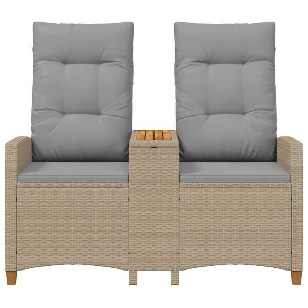 vidaXL Liegebank mit Tisch Beige und Hellgrau 126 x 65 x 112 cm