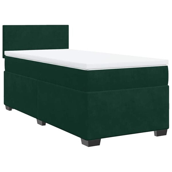 vidaXL Boxspringbett mit Matratze Dunkelgrün 100x200 cm Samt